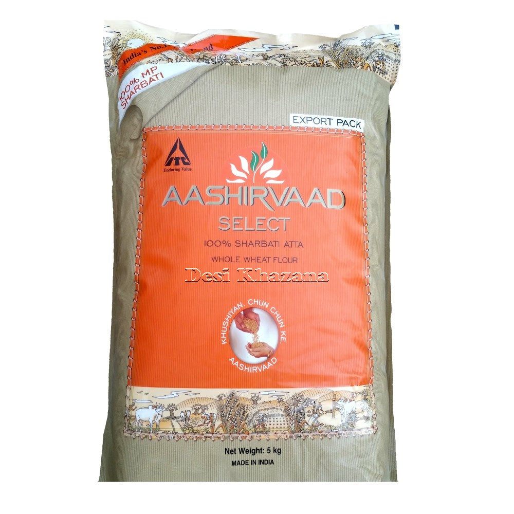 Aashirvaad Sharbati Whole Wheat Atta 5 Kg - Desi Khazana