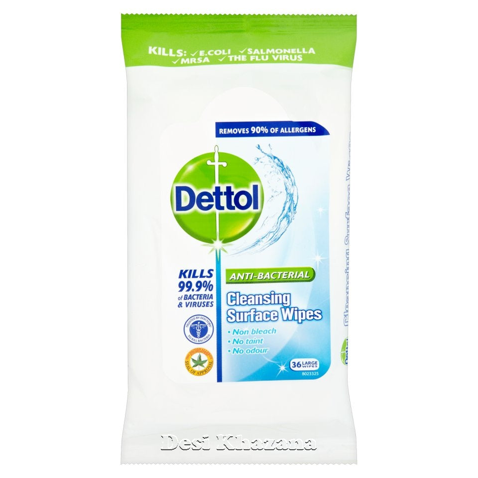 Dettol Anti Bacterial Surface Cleansing Wipes 36 x - Desi Khazana