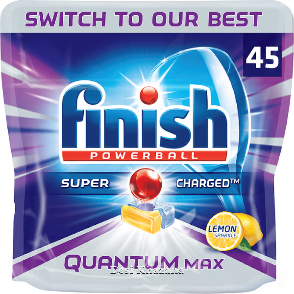Finish Quantum Max Lemon Dishwasher Tablets (45 Tabs) - Desi Khazana
