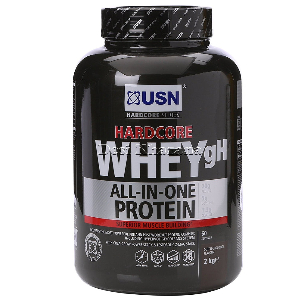 USN Hardcore Whey Protein gH, Chocolate - 2 kg - Desi Khazana
