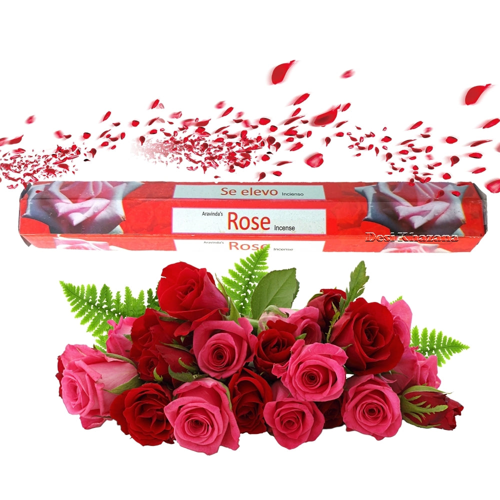 Arvinda's Rose Agarbatti Rose Incense Sticks Desi Khazana