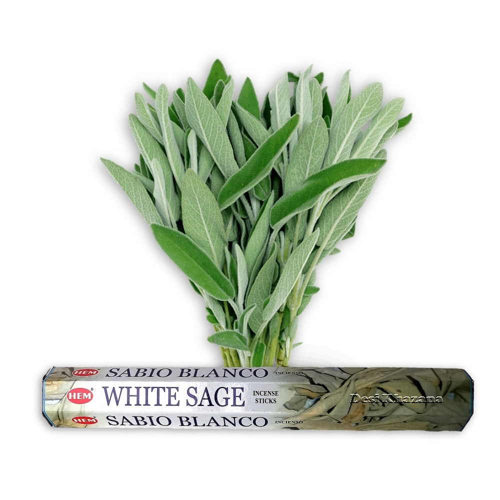 Hem White Sage Incense Sticks (Agarbatti) Desi Khazana