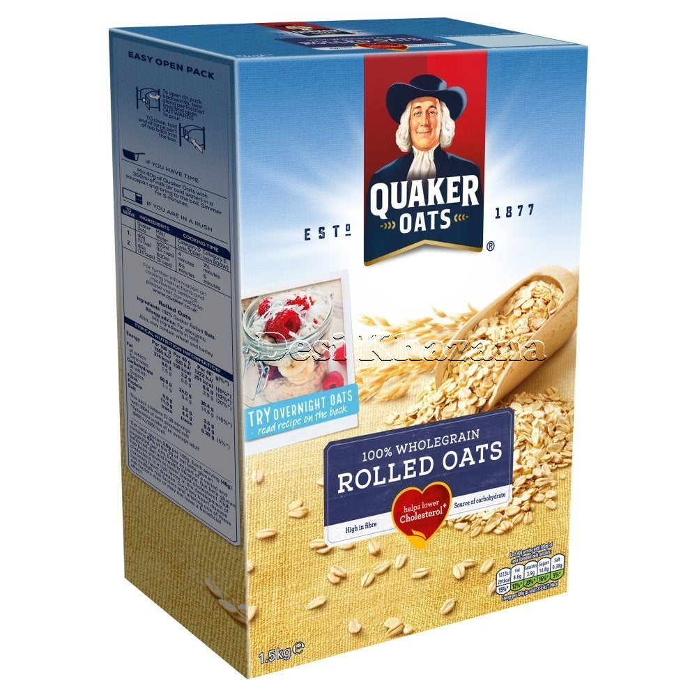 Quaker Rolled Porridge Oats 1.5 Kg - Desi Khazana