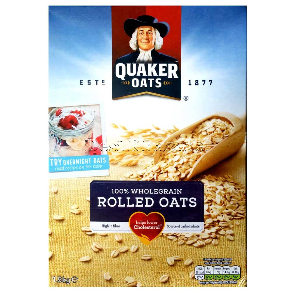 Quaker Rolled Porridge Oats 1.5 Kg - Desi Khazana