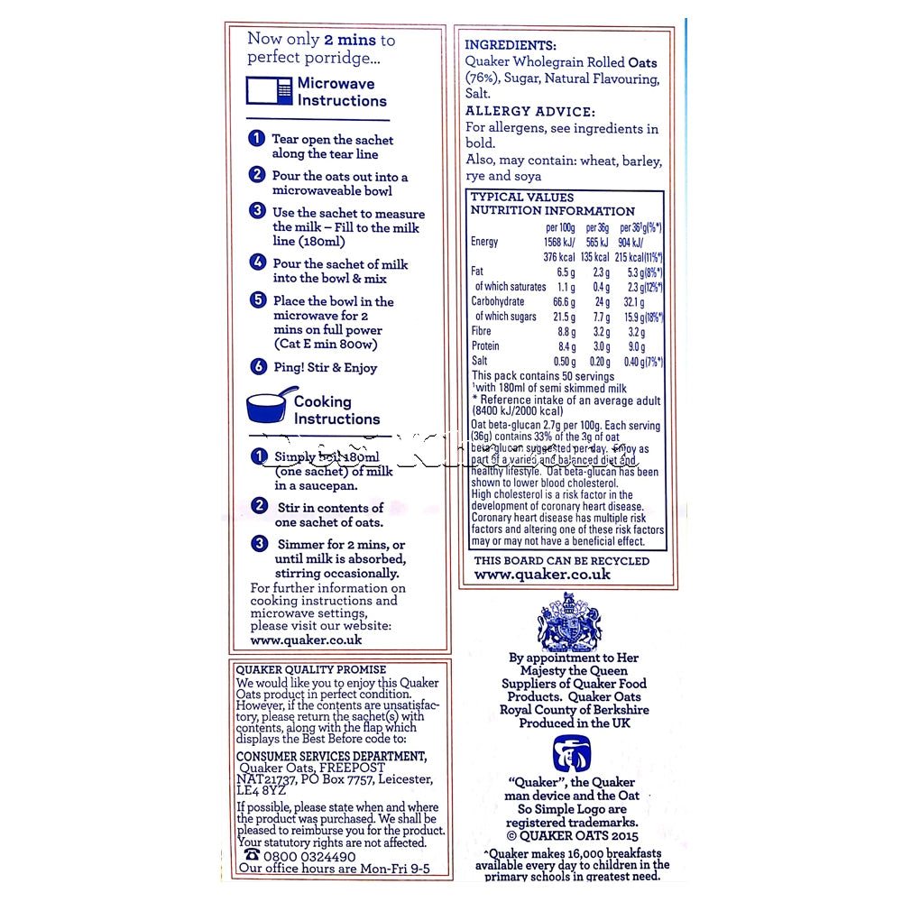 Quaker Oat So Simple Golden Syrup Porridge Sachets, 10 X 36g : Food Cupboard Fast Delivery By App Or Online - View #6