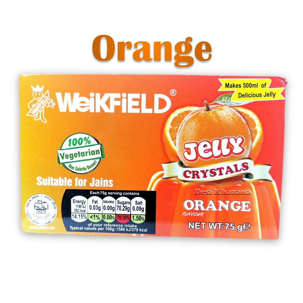 Weikfield Orange Jelly Crystals Desi Khazana Vegetarian Jelly Desi Khazana