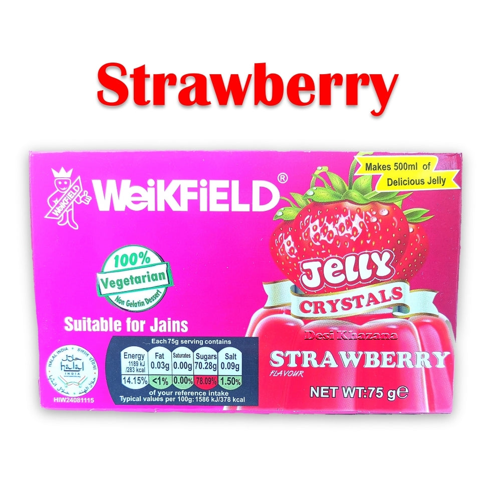 Weikfield Strawberry Jelly Crystals Desi Khazana Vegetarian Jelly Desi Khazana
